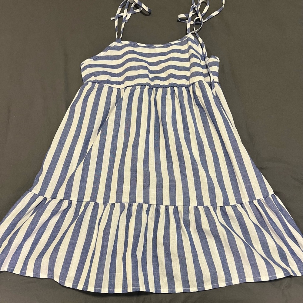 Blue and White Striped Dress